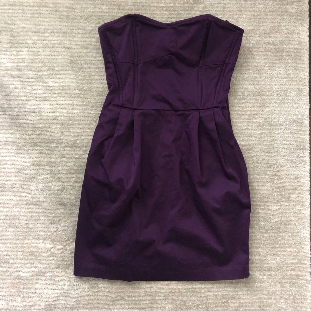 Aqua strapless purple dress